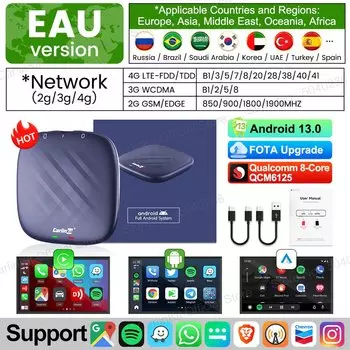 CarlinKit Android 13 CarPlay TV AI Box Ultra QCM6125 8-ядерный беспроводной CarPlay и Android Auto GPS для YouTube Netflix Об...