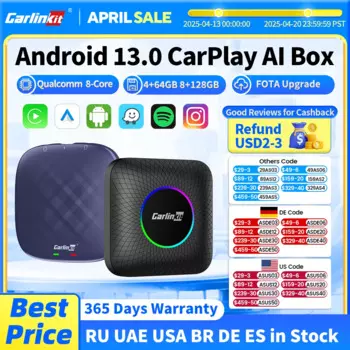 CarlinKit CarPlay Ai Box Android 13 Plus QCM6125 8-ядерный беспроводной Android Auto и CarPlay Автомобильный USB-адаптер Обновление FOTA для OEM-проводного CarPlay или Android Auto Car Для Netflix IPTV