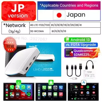 CarlinKit HDMI CarPlay Ai Box Android 13 SM6225 Беспроводной CarPlay Android Auto Онлайн-видео Smart Car TV Потоковое устройство 4G LTE