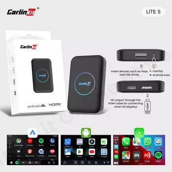 CarlinKit LiteS Android TV Box 2025 CarPlay Android auto Беспроводной адаптер для автомобильного медиаплеер Netfilx Youtube IPTV Spotify