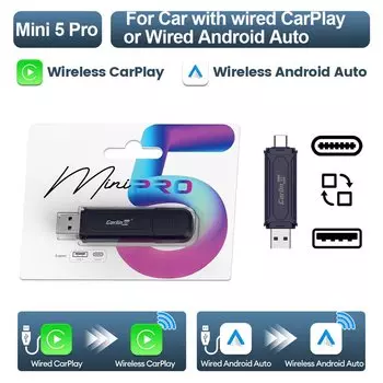 CarlinKit MINI 5 Беспроводной адаптер CarPlay для iPhone Преобразование проводного в беспроводной CarPlay Plug & Play Простая настройка Стабильное быстрое подключение