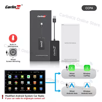 Carlinkit Wireless CarPlay и Android Auto Dongle с зеркальным экраном BLE WiFi для автомобильного мультимедиа Android и iOS