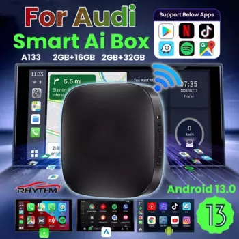 CarPlay Ai Box Android 13, беспроводной Android Auto для Netflix Youtube для Audi A3 A4 Q2 R8 TT A8 etron Q3 Q4 A1 etron Q8 etron