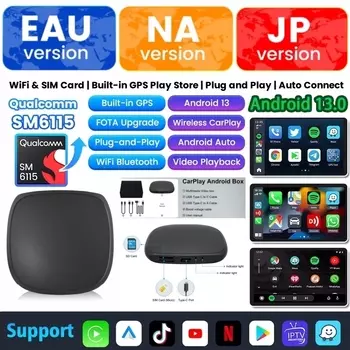 CarPlay Ai Box Qualcomm 6115 8-ядерный процессор 4G LTE Android 13.0 Беспроводной CarPlay Android auto для автомобиля OEM Встроенный проводной CarPlay