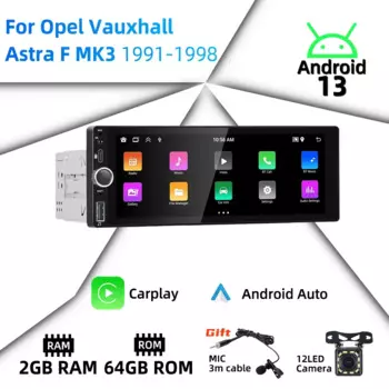 Carplay Android Auto Android Авто Мультимедиа 1-диночное радио для Opel Vauxhall Astra F MK3 1991-1998 6,86 "Экран Стерео GPS BT WIFI