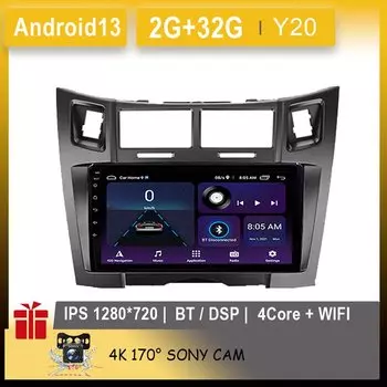 Carplay Android для Toyota Yaris 2 XP90 2005 - 2012 Автомагнитола мультимедийный № 2din проигрыватель навигационный экран стерео монитор видео