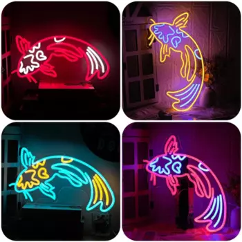Carps светодиодный неоновая фотография, акриловая неоновая вывеска, USB-переключатель с регулировкой яркости для дома, спальни, гостиной, магазина, магазина, паба, настенное искусство, Декор