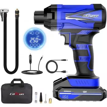 CARSUN автомобильный воздушный насос, беспроводной надувной насос, портативный ручной перезаряжаемый воздушный компрессор, цифровой автомобильный автоматический насос для шин