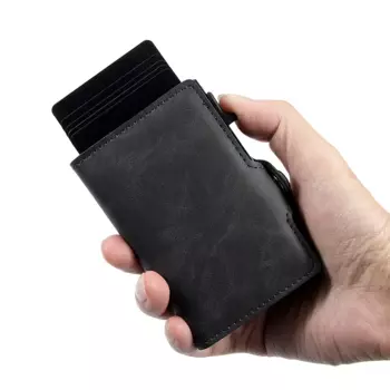 Casekey винтажный кожаный тонкий кошелек Смарт Мини Rfid кошелек с выскоком металлический держатель кредитной карты Porte Carte