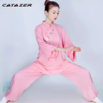Catazer летняя одежда для йоги, тайцзи, униформа кунг-фу, традиционная китайская одежда для женщин, Униформа, костюм Тан