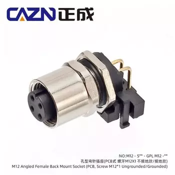 CAZN M12 Angled PCB Socket 4 Pin