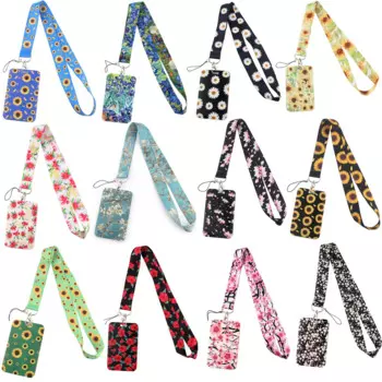 Шнурок для бейджа CB896 с цветами вишни