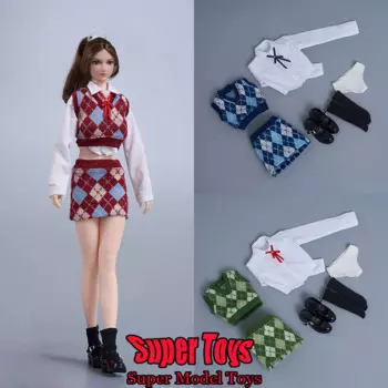 CDtoys CD057 1/6 искусственная Бриллиантовая клетчатая Трикотажная майка с оборками под бедра, подходит для 12-дюймовых экшн-фигурок кукол