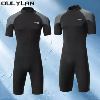Цельнокроеный неопреновый гидрокостюм Oulylan для мужчин и женщин, 1,5 мм, с коротким рукавом, для серфинга, кайтсерфинга