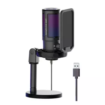 Цельнометаллический USB-конденсаторный микрофон, игровой микрофон для записи ПК, настольный микрофон для ноутбука, потоковый микрофон для подкастинга RGB для онлайн-игр,