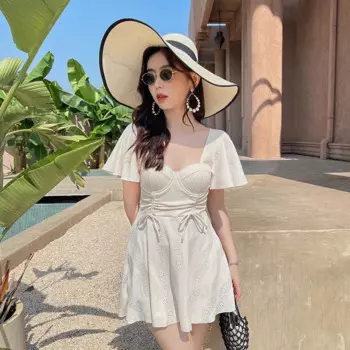 Цельный купальник, купальный костюм с оборками, большие женские летние купальные костюмы большого размера, Женский облегающий купальник