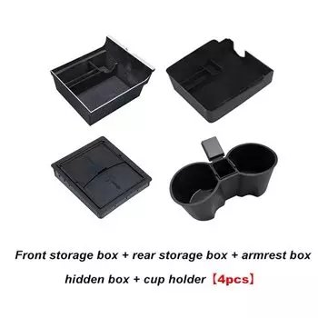 Центральный автомобильный подлокотник для хранения Коробка для Tesla Model 3 / Y 2021 2022 2023, скрытая коробка, держатель для чашки, флокирующий органайзер, контейнер SR