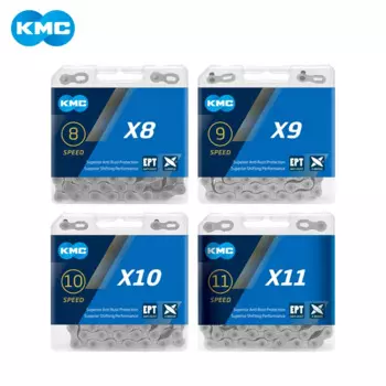 Цепь KMC X8, X9, X10, X11, EPT, 116 звеньев, 9 В, 10 в, 11 в, 8 скоростей, серебристая, предотвращает ржавчину, ссветильник Кая, двойная цепь для горного и дорожного велосипеда