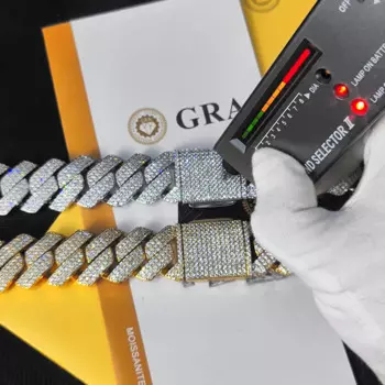 Цепочка из серебра 925 пробы с муассанитом, 20-25 мм