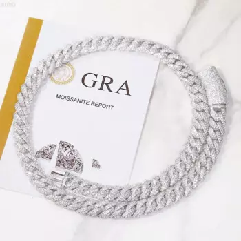 Цепочка из серебра 925 пробы с муассанитом, 6/9/13 мм