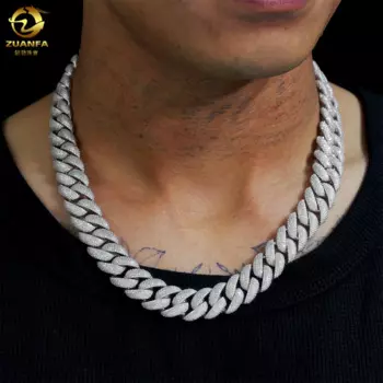 Цепочка из серебра 925 пробы, с муассанитом, 20 мм