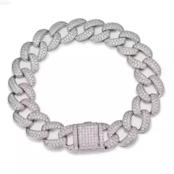 Цепочка из серебра 925 пробы, с муассанитом