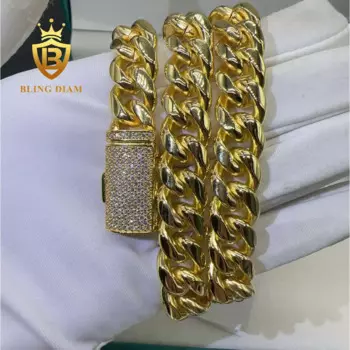 Цепочка из серебра 925 пробы с муассанитом, 12 мм