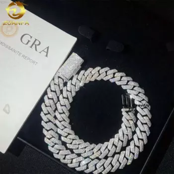 Цепочка из серебра 925 пробы с муассанитом, 14 мм