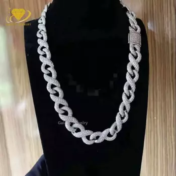 Цепочка из серебра 925 пробы с муассанитом, 13/15 мм