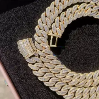 Цепочка из серебра 925 пробы, с муассанитом, 15/18/20 мм