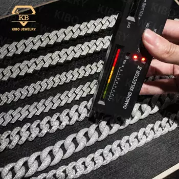 Цепочка из серебра 925 пробы с муассанитом, 8/10/12/15 мм