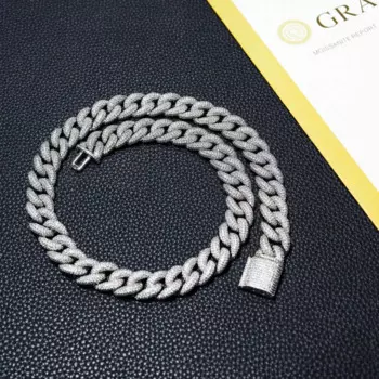 Цепочка из серебра 925 пробы с муассанитом, 14 мм