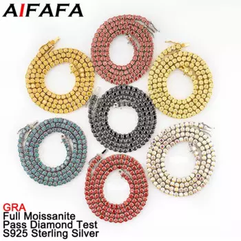 Цепочка из золота с муассанитом, 3/4 мм