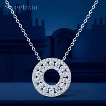 Цепочка женская с кулоном из серебра 925 пробы, с муассанитом