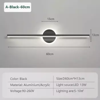 CETANT Настенный светильник черный 40/60/80 см