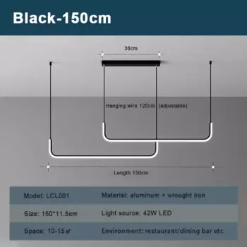 CETANT Умные подвесные светильники 90/120/150 см черные