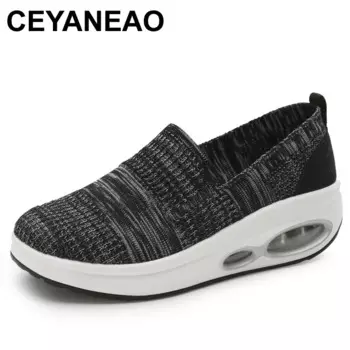 CEYANEAO новые женские дышащие легкие туфли-качалки в форме ИБП слипоны амортизирующие фитнес тонизирующие Прогулочные кроссовки на танкетке