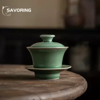 Чайная чаша 150 мл в ретро стиле Celadon санкai, китайская антикварная керамическая крышка, чашка для приготовления чая, большие чайные чашки Gaiwan Gong Fu