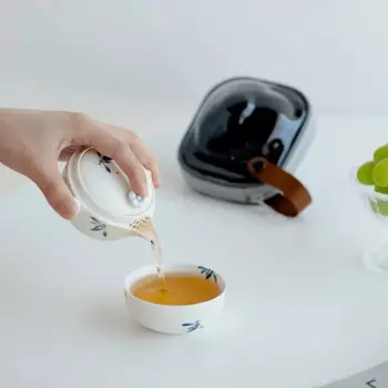 Чайная чашка ручной росписи с бабочкой, экспресс-чашка для путешествий, 1 горшок, 1 чашка, уличный портативный чайный пакетик, подарок для кемпинга, кунг-фу