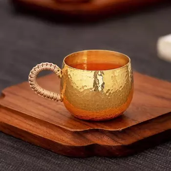 Чайная чашка с рисунком под золото, чистое серебро 99.9% пробы, чистое исполнение, ручка большой емкости, чашка-мастер, чайная чашка, серебро