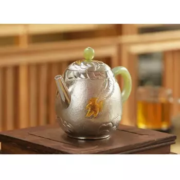 Чайник из серебра 999 пробы в стиле ретро, 180 мл
