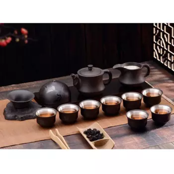 Чайник из серебра 999 пробы в стиле ретро, 200 мл