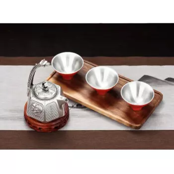 Чайник из серебра 999 пробы в стиле ретро, 180 мл