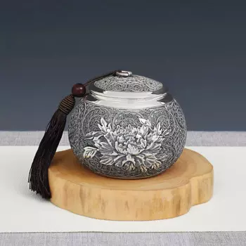 Чайные банки из чистого серебра, чай кунг-фу, чистое серебро ручной работы, 999 цветов, богатый цветок, домашние чайные банки, чайный набор