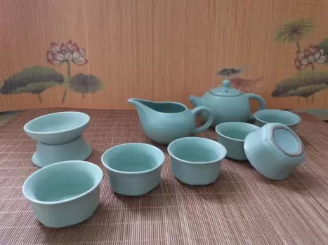 Чайный сервиз RUYAO celadon, 3 вида чайного сервиза, Китайский знаменитый чайный сервиз RU печной фарфор, элегантный дизайн, сделано в DEHUA