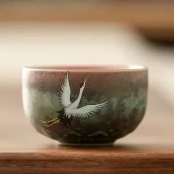 CHANSHOVA Керамическая чашка с узором журавля