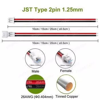 CHANZON Кабель JST 1,25 мм 26AWG красный