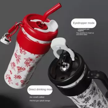 Чашка Bingba High Value 316, соломенная чашка для воды Big Mac с ручкой. Автомобильная утолщенная портативная термоизоляционная чашка большой емкости.