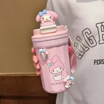 Чашка для горячей воды Sanrio Kuromi, портативная Милая Повседневная чашка для студенток, Женский термос из нержавеющей стали для кофе, для офиса