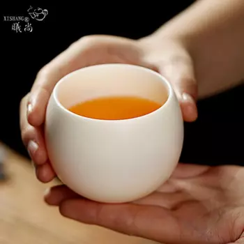 Чашки из Нефритового фарфора из баранины Master Cup, Чашки из белого фарфора Dehua, Большие чашки для медитации, Одиночная чашка, Чашки с надписью